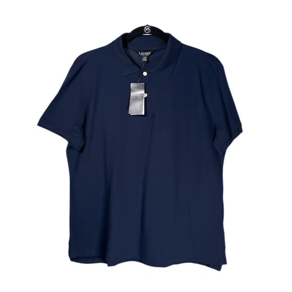 Ralph Lauren Women's Polo Shirt Navy Blue Stretch Short Sleeve Golf Blouse L NWT - Picture 1 of 8
